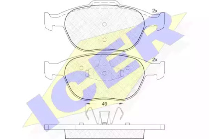 Колодки гальмівні (передні) Ford Connect 02-13/Fiesta/Puma 95-03/Focus 02-04/Ka 01-08 ICER 181537