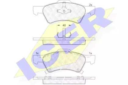 Колодки гальмівні (передні) Chrysler Voyager IV 00-08/Dodge Caravan 00-07/Grand Caravan 07- ICER 181544