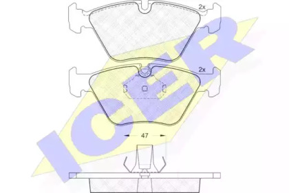 Колодки гальмівні (передні) BMW 3 (E46) 99-07/X3 (E83) 03-11/Z4 (E85/E86) 06-08 ICER 181550