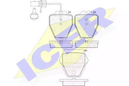 Колодки гальмівні (передні) Audi A4 97-01/A6 97-05/VW Passat B5 00-05/Phaeton 02-08 (+датчики) ICER 181571