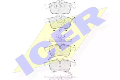 Колодки гальмівні (передні) Opel Astra H/Corsa C/D/E/Meriva A/B 04-/Combo/Zafira A/B 01- (+датчик) ICER 181592