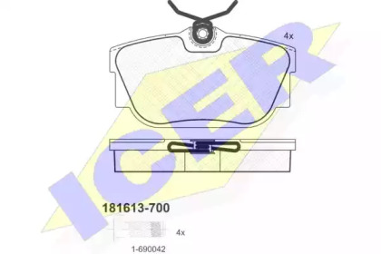 Колодки гальмівні (задні) VW T4 90-03 ICER 181613-700