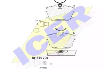 Колодки гальмівні (задні) VW T4 90-03 R15 (+датчик) ICER 181614-700