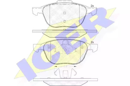 Колодки гальмівні (передні) Ford Transit Connect/Tourneo Connect/Kuga 13-/Focus/C-Max 07- ICER 181617-202