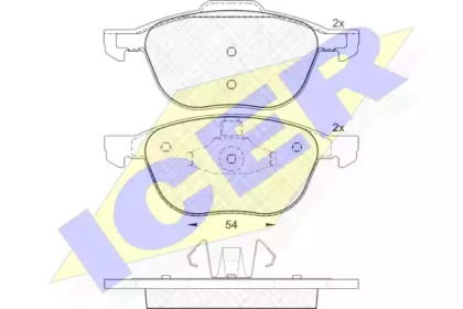 Колодки гальмівні (передні) Ford Transit Connect/Kuga 08-/Focus/Mazda 3/5/Volvo C30/S40/V50 03-/V40 ICER 181617