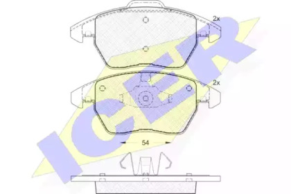 Колодки гальмівні (передні) Citroen C4 04-11/Peugeot 207/308 07-14/208 12-/307 03-09/3008 09-16 ICER 181637