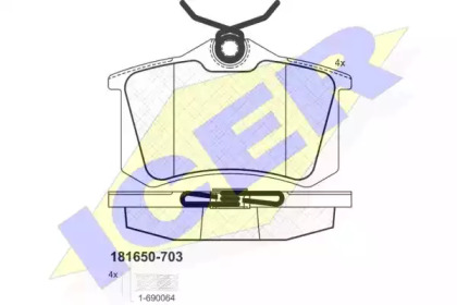 Колодки тормозные (задние) Audi A4/A6/Renault Scenic/Megane 97-/Fluence/Citroen C3/C4 10-/Peugeot 06 ICER 181650-703