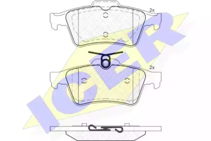 Колодки гальмівні (задні) Ford Focus 04-/Connect/Opel Vectra C 02-13/Renault Laguna/Citroen C5 07- ICER 181651