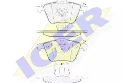 Колодки гальмівні (передні) Ford Focus/Mazda 3/Volvo C30/C70/S40/V50/Opel Vectra C 05-14/V40 12- ICER 181652
