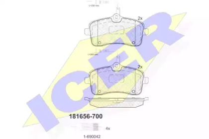 Колодки гальмівні (передні) Peugeot 407 04- (+датчики) ICER 181656-700