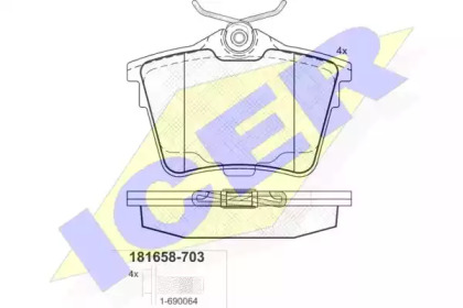 Колодки гальмівні (задні) Citroen C5 08-/Peugeot 407 04-/607 00-11 ICER 181658-703