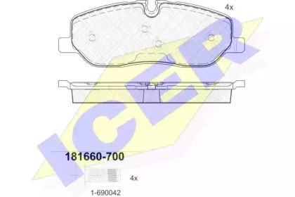 Колодки гальмівні (передні) Land Rover Discovery III/IV 04-18/Range Rover III 02-12/Sport I 05-13 ICER 181660-700
