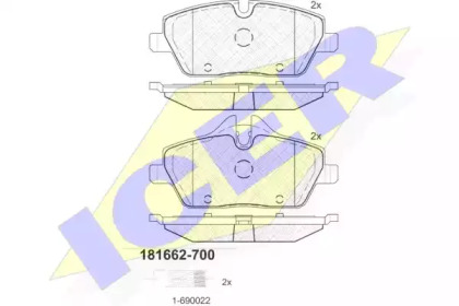Колодки гальмівні (передні) BMW 1 (E81/E82/E87/E88) 04-13/2 (F45) 14-18 ICER 181662-700