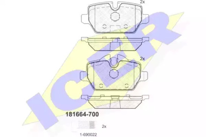 Колодки гальмівні (задні) BMW 1 (E81/E82/E87)/3 (E90/E91/E92/E93) 04-13 ICER 181664-700