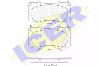Колодки гальмівні (передні) Mitsubishi Pajero IV/Toyota Hilux 06-/Land Cruiser Prado/Lexus GX 01- ICER 181665