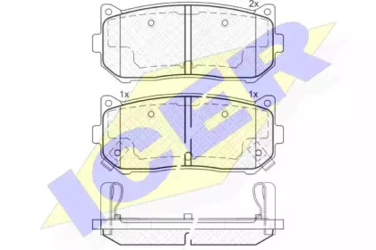 Колодки гальмівні (передні) Kia Cerato 01-04/Carens 00-/Clarus 96-/Sephia 93-97/Shuma 97-04 ICER 181669
