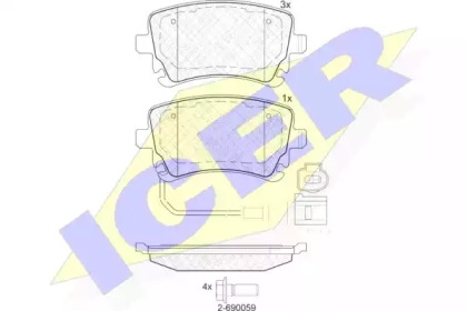Колодки гальмівні (задні) VW T5 03-15/T6 15- (+датчик) ICER 181674-203
