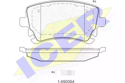 Колодки гальмівні (задні) Audi A3 08-13/A4/A6/A8 02-11/VW T5/Multivan V 03-15 ICER 181674-204