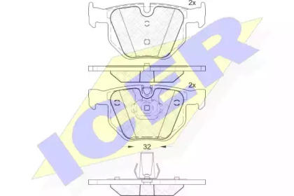 Колодки гальмівні (задні) BMW X5 (E70) 06-13/(F15/F85) 13-18/X6 (E71/E72) 08-14/(F16/F86) 14-19 ICER 181685-202