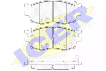 Колодки гальмівні (передні) Kia Rio II 05-/Hyundai i20 08-15/Accent 05-10 ICER 181711