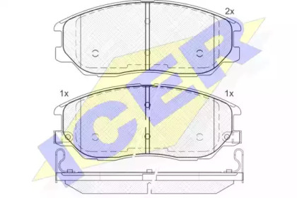 Колодки гальмівні (передні) Hyundai Terracan 01-06/Ssangyong Rexton 02- ICER 181714
