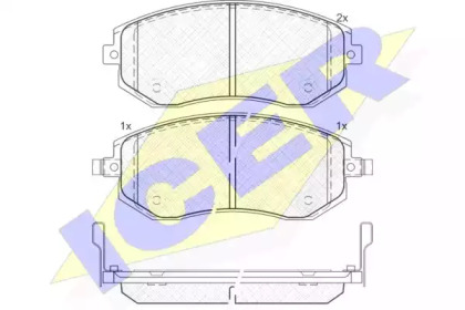 Колодки гальмівні (передні) Subaru Forester 02-/Impreza 00-/Legacy 03-14/Outback 03- ICER 181717