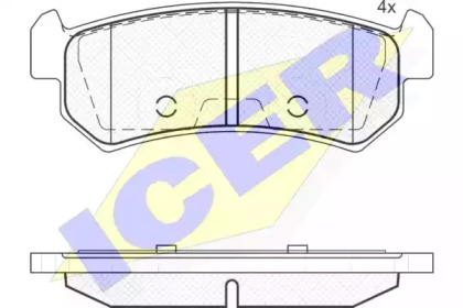 Колодки гальмівні (задні) Chevrolet Lacetti/Nubira 05-/Daewoo Nubira 97- ICER 181727