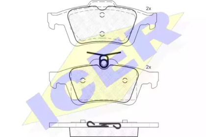 Колодки гальмівні (задні) Ford Connect 13-/Kuga/C-Max 08-/Focus/Mazda 3/5/Volvo C30/S40/V50 03-/V40 (123.1x51.9x16.4) ICER 181744
