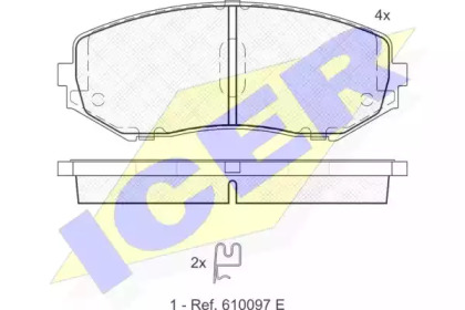 Колодки гальмівні (передні) Suzuki Grand Vitara 98- ICER 181747