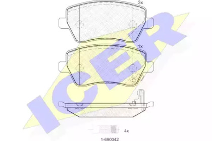 Колодки гальмівні (передні) Opel Agila B 08-14/Suzuki Swift III 05-/Splash 08- ICER 181748