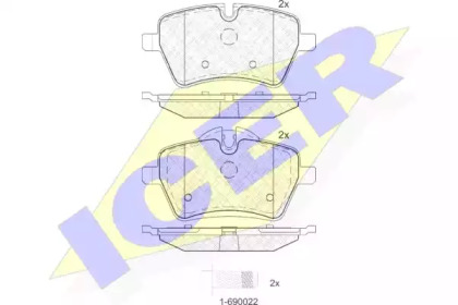 Колодки гальмівні (передні) Mini Cooper/One 02-16 ICER 181756