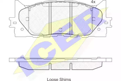 Колодки гальмівні (передні) Toyota Camry 06-/Lexus ES 06-18 ICER 181764