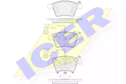 Колодки гальмівні (передні) VW Touareg 02-10 (+датчики) ICER 181777