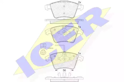 Колодки гальмівні (передні) VW T5/Multivan V 03-15/Touareg 03-10 (+датчик) ICER 181778