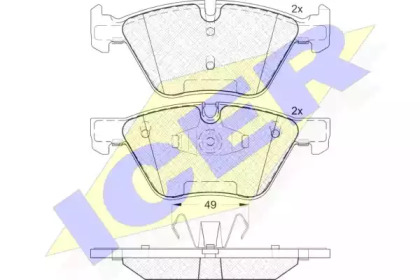 Колодки гальмівні (передні) BMW 1 (E81/E87) 04-12/3 (E90-E93) 05-13/X1 (E84) 11-15 ICER 181795