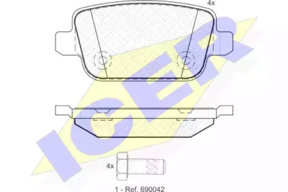 Колодки гальмівні (задні) Ford Focus/Galaxy/Mondeo/S-Max/Kuga 05-15/Volvo S80/V70/XC70 06-16 ICER 181801