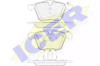Колодки гальмівні (передні) Ford Galaxy/Mondeo IV/S-Max 07-15/Volvo S60/S80/V60/V70/XC70 06- ICER 181805