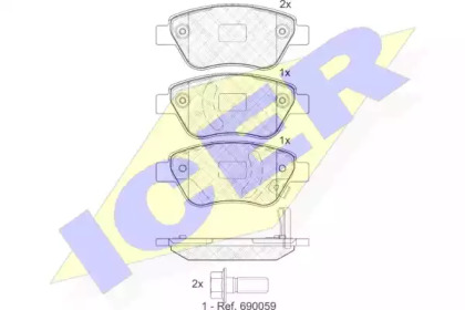 Колодки гальмівні (передні) Opel Corsa D 06-14/Adam 12-19 ICER 181810