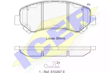 Колодки гальмівні (передні) Nissan Rogue/Qashqai/X-Trail/Teana 07-13/Juke/Suzuki Kizashi 10- ICER 181834