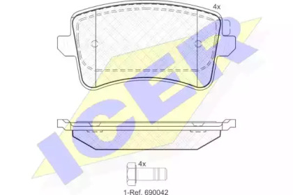 Колодки гальмівні (задні) Audi A4/A5/Q5 07- ICER 181835