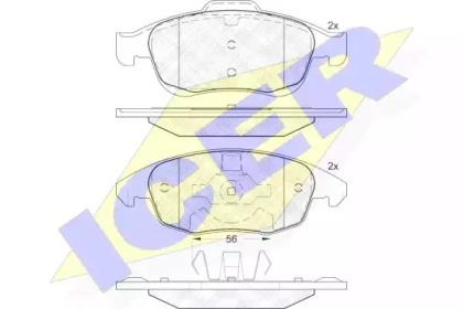 Колодки гальмівні (передні) Citroen C4 07-/Berlingo 05-/DS4/DS5 11-/Peugeot 5008 09-/Partner 08- ICER 181852