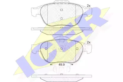 Колодки гальмівні (передні) Renault Megane II 04-09/Scenic II/III/Grand Scenic II/III 03- ICER 181861
