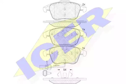 Колодки гальмівні (передні) Audi A4 07-18/Audi A5 07-/Audi Q5 12-17 (+датчик) ICER 181864