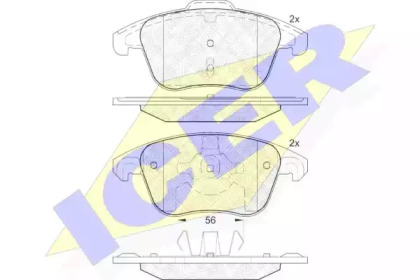 Колодки гальмівні (передні) Citroen C4 09-/C4 Grand Picasso 06-13/Peugeot 3008 11-16/5008 09-17 ICER 181866