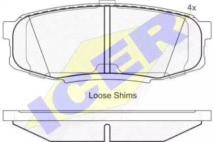Колодки гальмівні (задні) Toyota Land Cruiser Prado 09-/200/Sequoia/Tundra/Lexus LX 07- ICER 181875