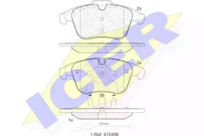 Колодки гальмівні (передні) Citroen C5 04-/Peugeot 407 04-/508 10- (+датчики) ICER 181886-203