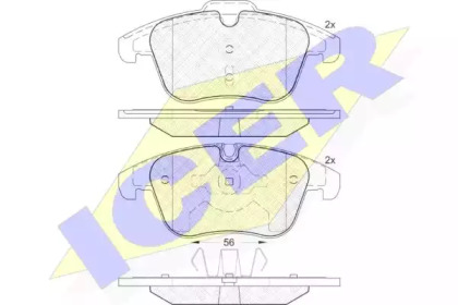 Колодки гальмівні (передні) Citroen C5 08-/Peugeot 407 04-/508 10-18 ICER 181886