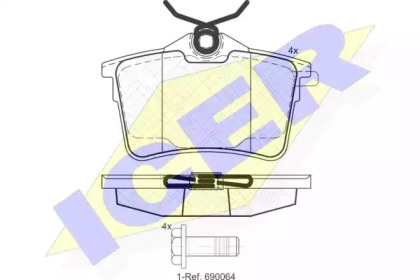 Колодки гальмівні (задні) Citroen C4/Berlingo 04-/Peugeot 308 00-14/Partner 08- ICER 181895