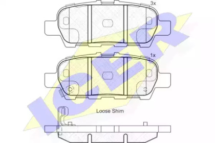 Колодки гальмівні (задні) Nissan Rogue 07-13/Juke/Murano 08-/X-Trail 13-/Suzuki Grand Vitara 05- ICER 181901
