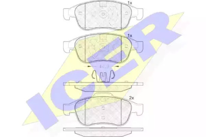 Колодки гальмівні (передні) Renault Megane III/Scenic III 08-/Duster/Dokker/Fluence 10- ICER 181915